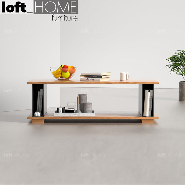 Modern wood coffee table valeen primary product view.