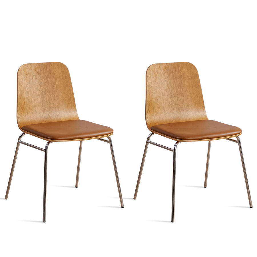 Modern wood dining chair 2pcs set seela in white background.