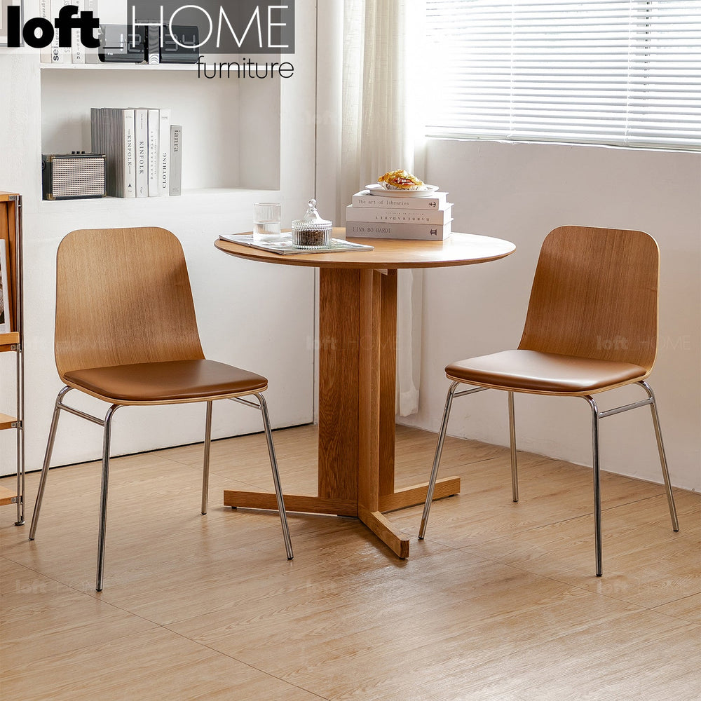 Modern wood dining chair 2pcs set seela primary product view.