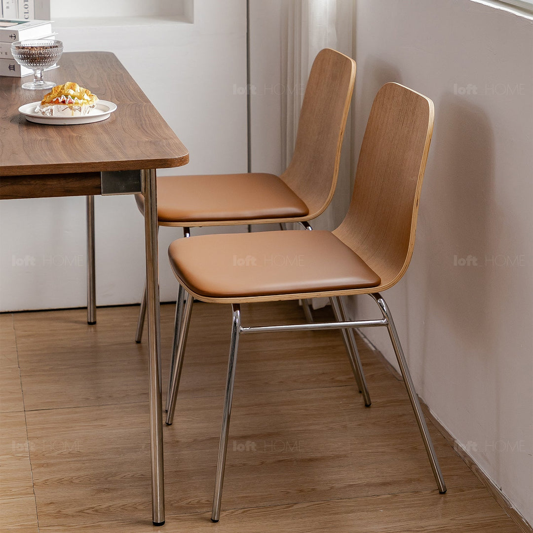 Modern wood dining chair 2pcs set seela in details.