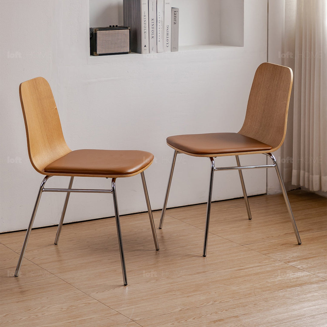 Modern wood dining chair 2pcs set seela in still life.