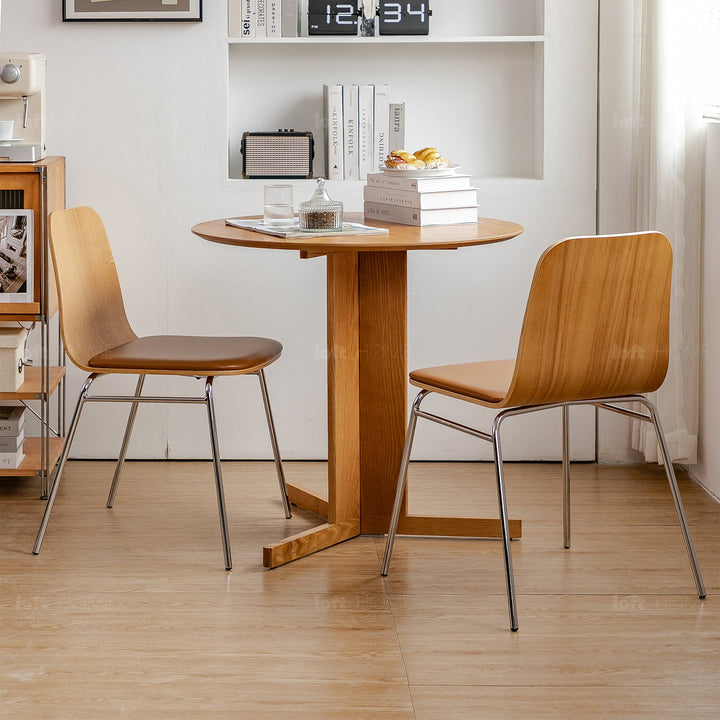 Modern wood dining chair 2pcs set seela with context.