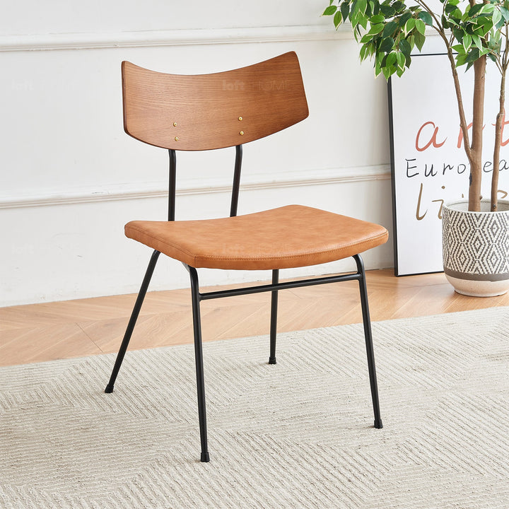 Modern wood dining chair 2pcs set soli in close up details.