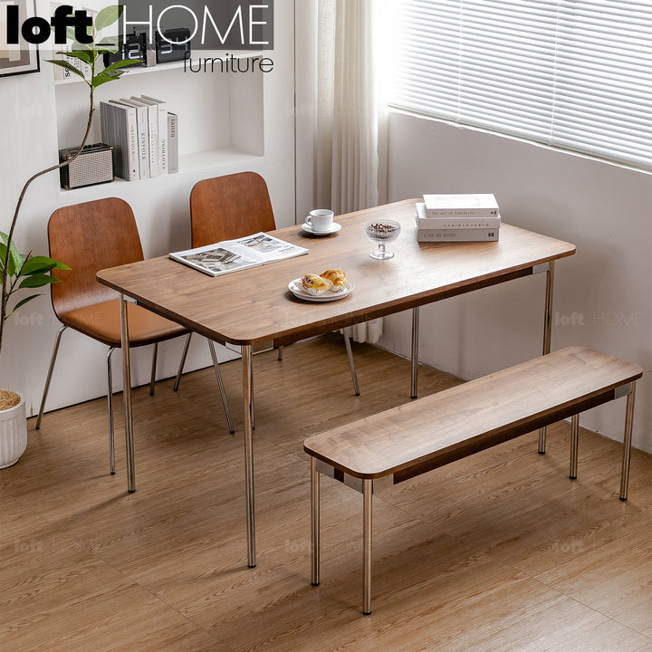 Modern wood dining table walnut halden primary product view.