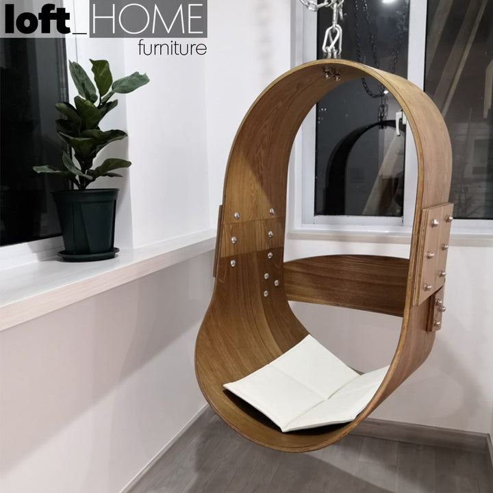 Modern wood hanging chair 1 seater sofa plywood environmental situation.