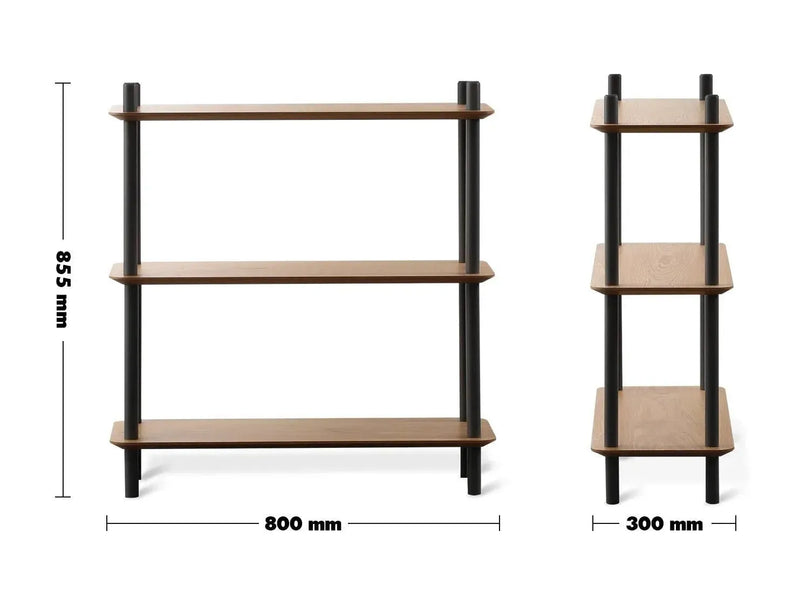 Modern wood display shelf hanover 3 size charts.