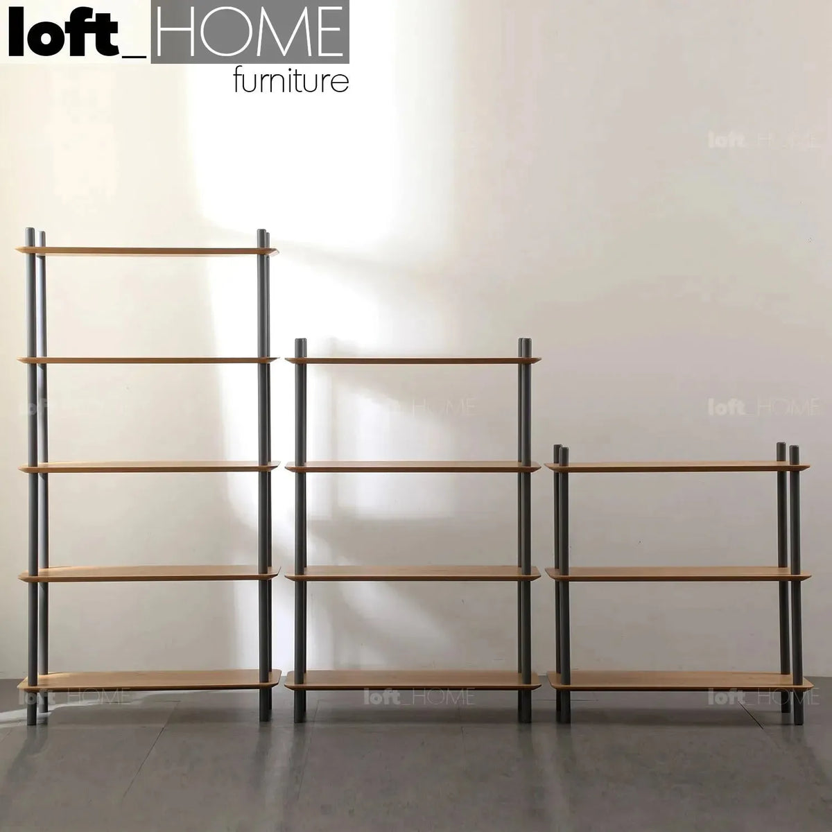 Modern wood display shelf hanover 3 color swatches.