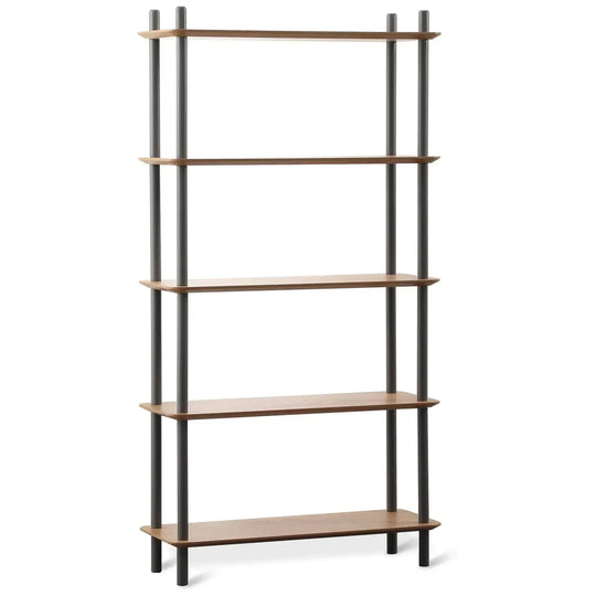 Modern wood display shelf hanover 5 in white background.