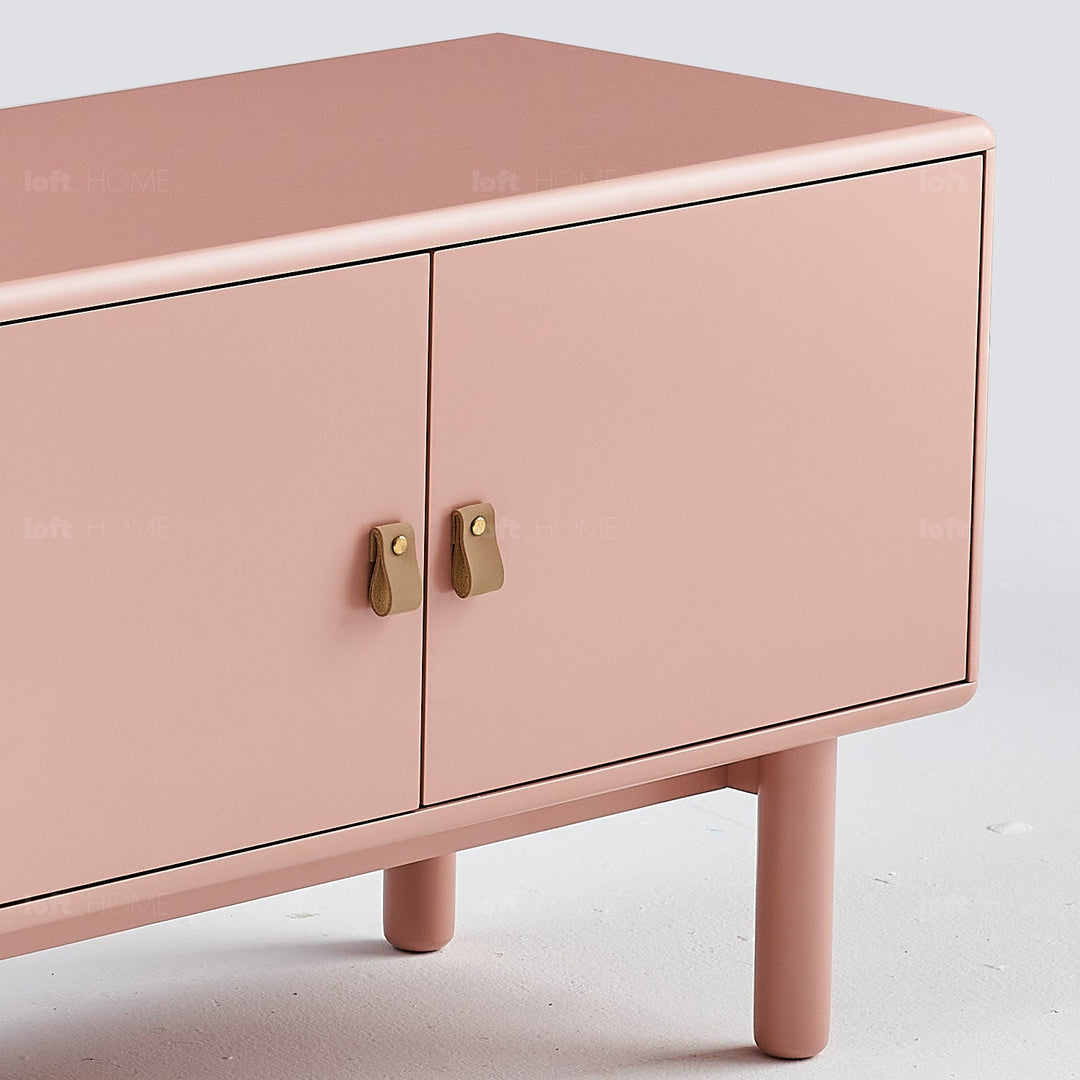 Modern wood tv console luna pink in details.