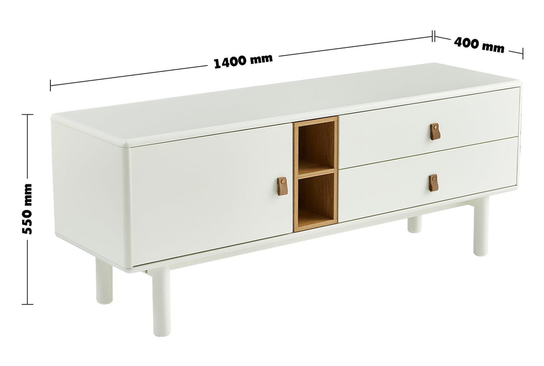 Modern wood tv console luna white size charts.