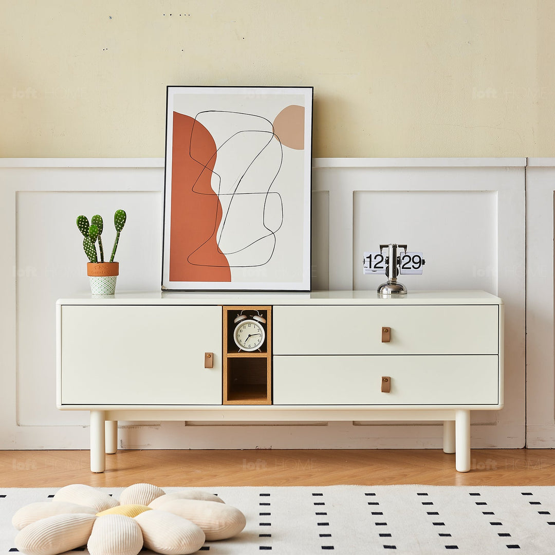 Modern wood tv console luna white material variants.