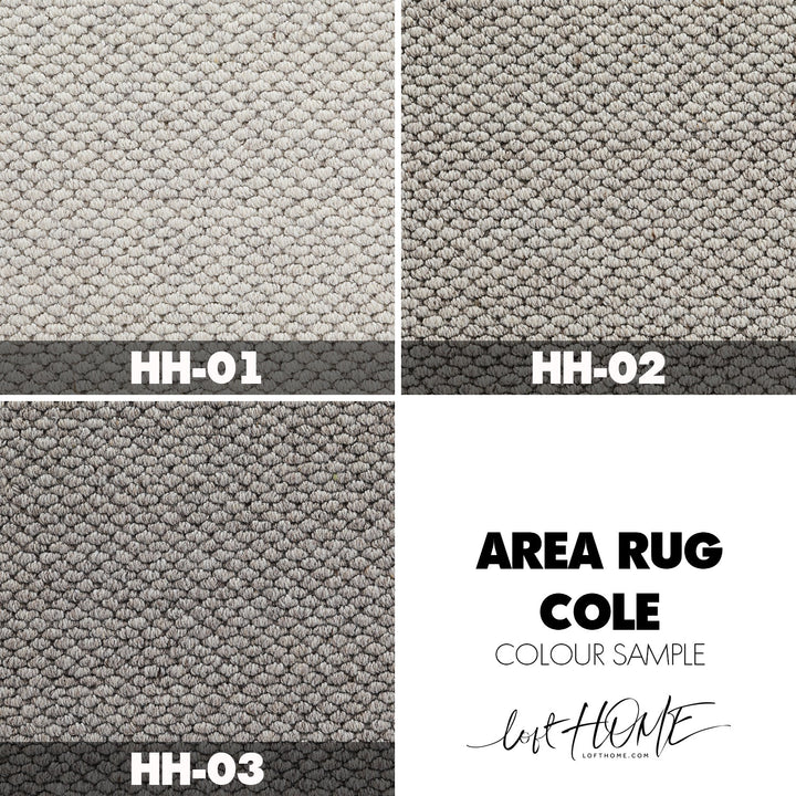 Modern wool area rug cole size charts.