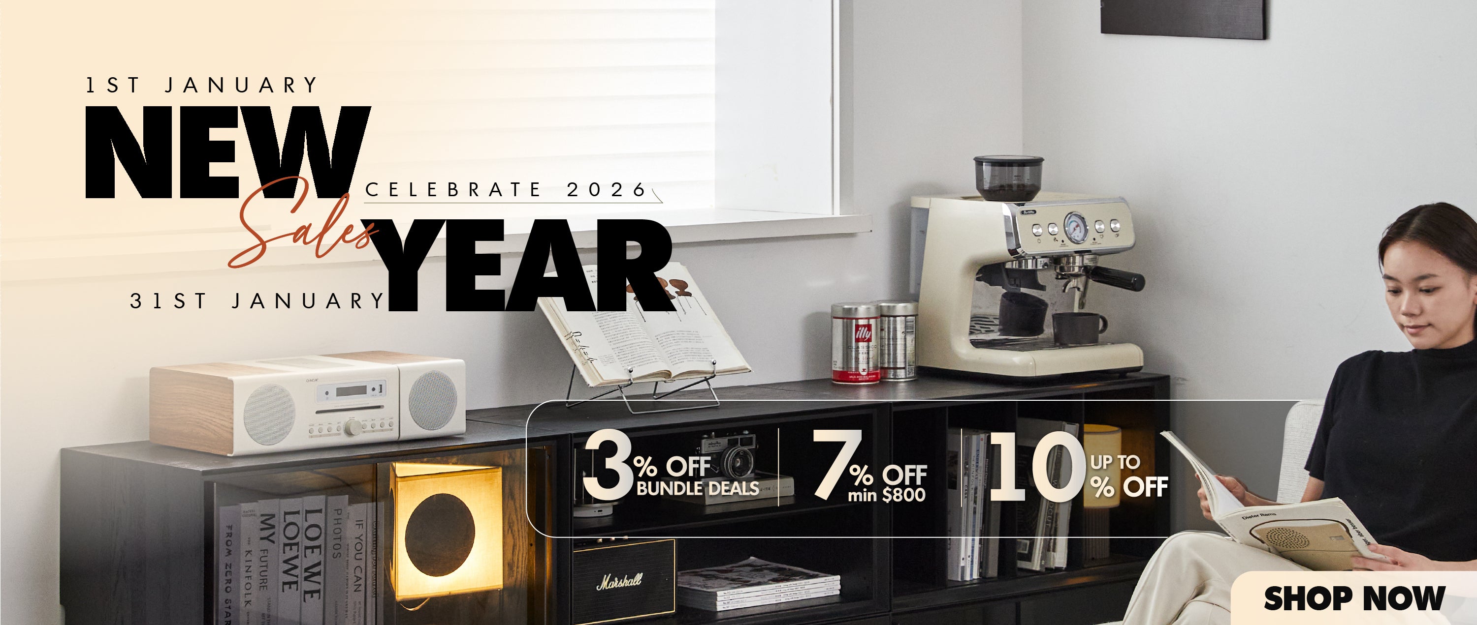 Promotional banner for New Year sales