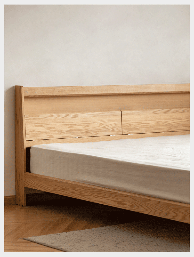 Scandinavian Oak Wood Bed ACCOMPANY LIGHT Good to Know - 7