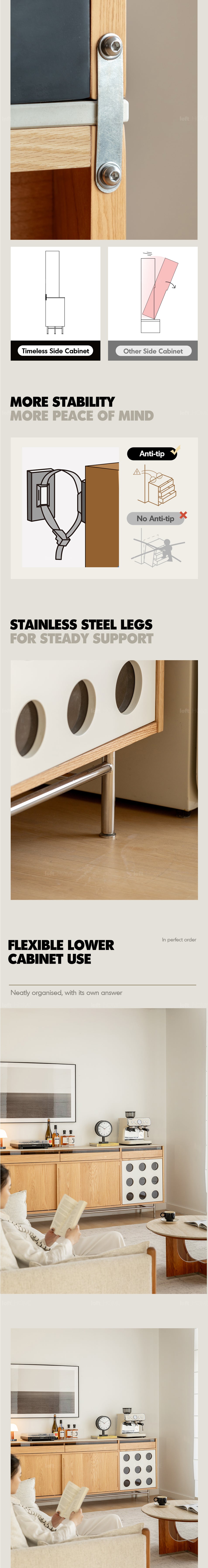 Scandinavian Oak Wood Sintered Stone Storage Side Cabinet TIMELESS Good to Know - 12