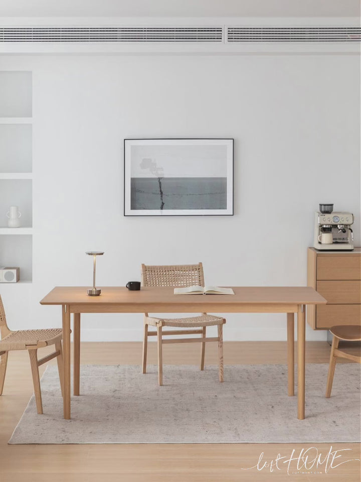 Minimalist ash wood dining table borel in still life.