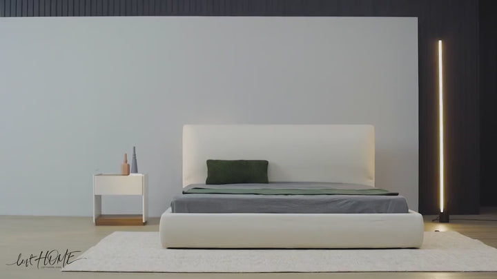 Minimalist fabric bed sino in real life style.