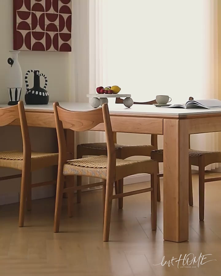 Scandinavian Rope Woven Cherry Wood Dining Chair SURGE