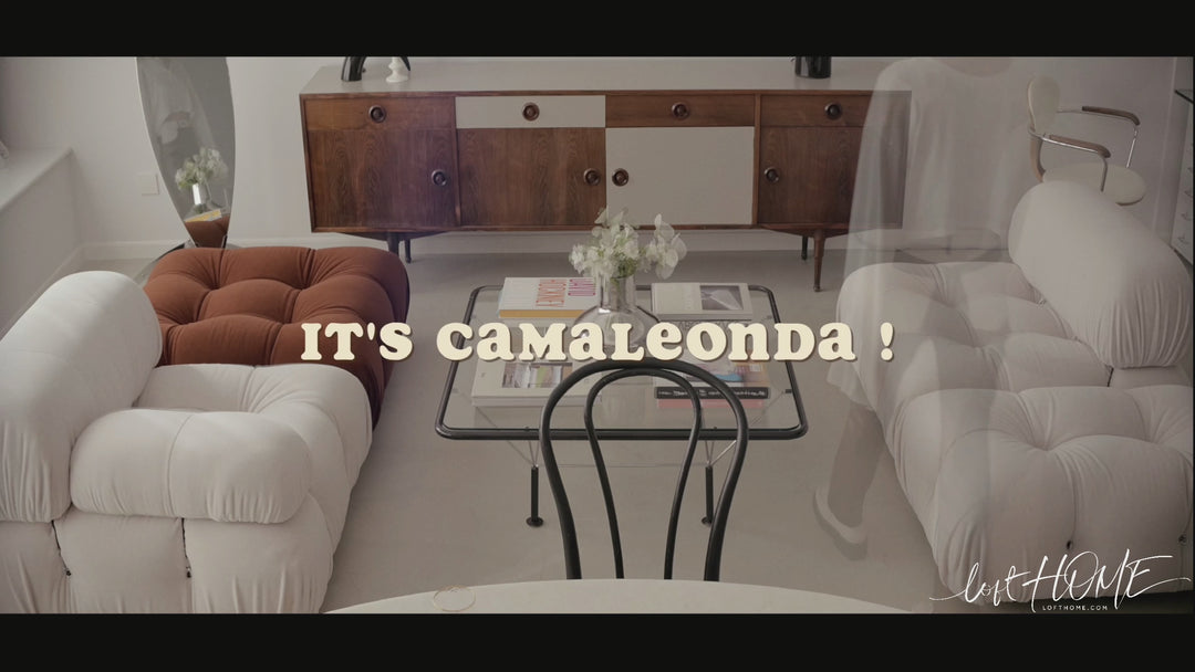 Contemporary fabric 3 seater sofa camaleonda with context.