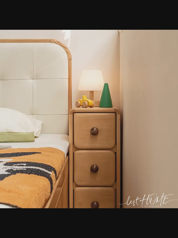 Scandinavian wood kids side table yunae color swatches.