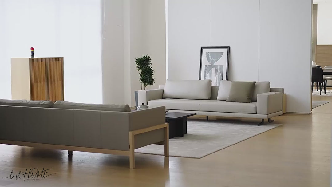 Minimalist fabric 4.5 seater sofa bologna with context.