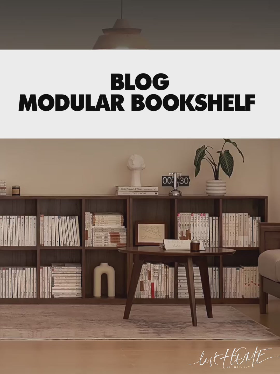Japandi oak wood modular bookshelf blog color swatches.