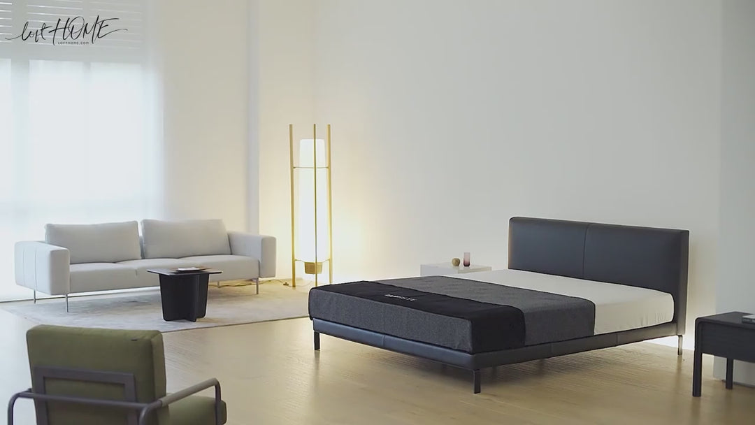 Minimalist fabric bed vem in real life style.