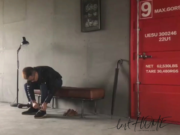 Industrial Leather Dining Bench PIPE