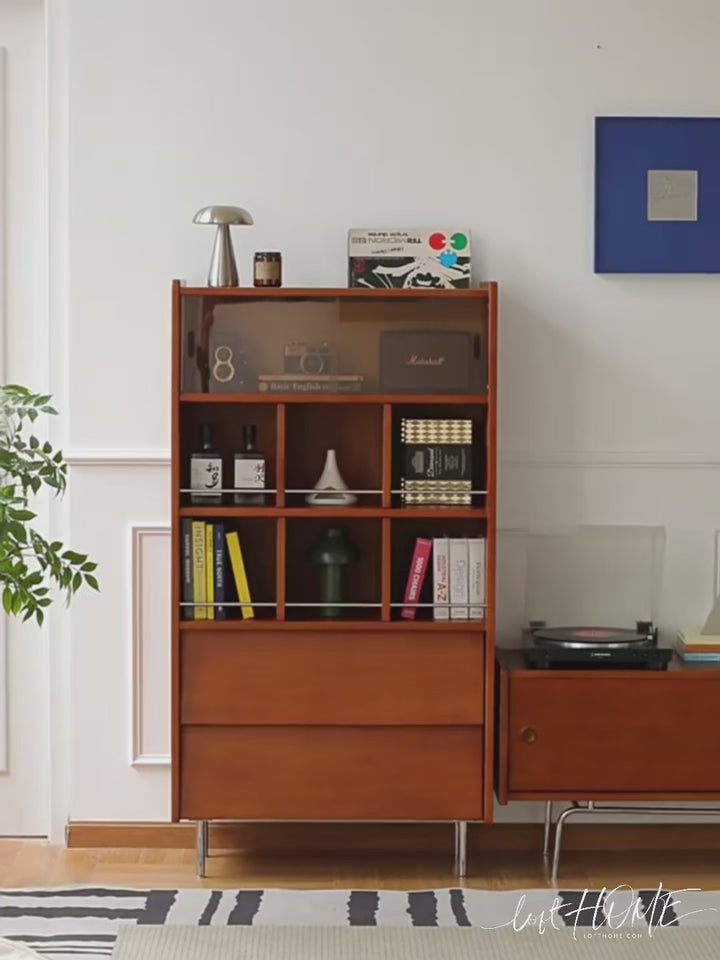 Vintage boxwood display cabinet mies in real life style.