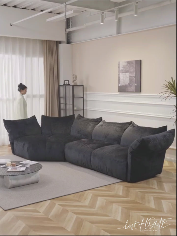 Contemporary velvet fabric l shape sectional sofa flower 3+l detail 5.