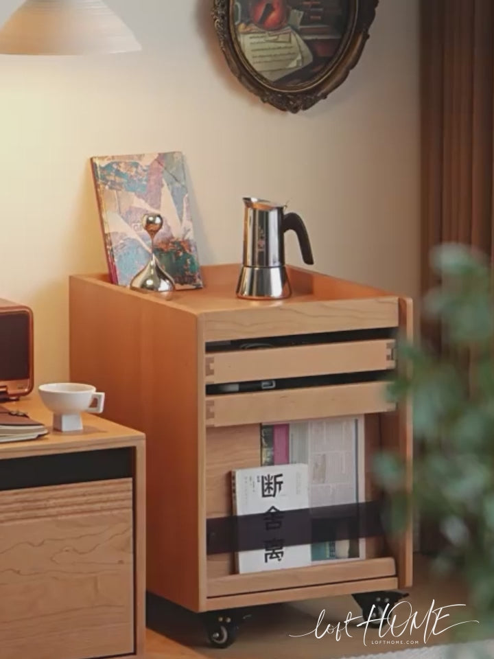 Scandinavian Cherry Wood Chest Of Drawers With Caster Wheels QUARTET