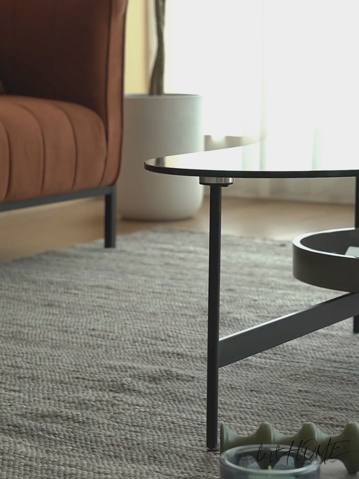 Modern tempered glass coffee table gioia layered structure.