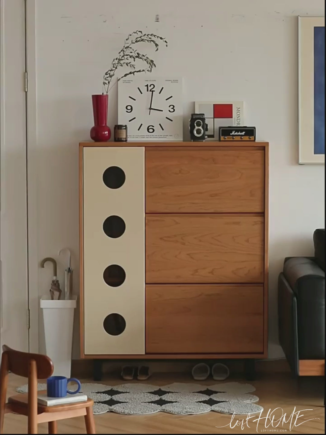 Scandinavian cherry wood shoe cabinet timeless detail 13.