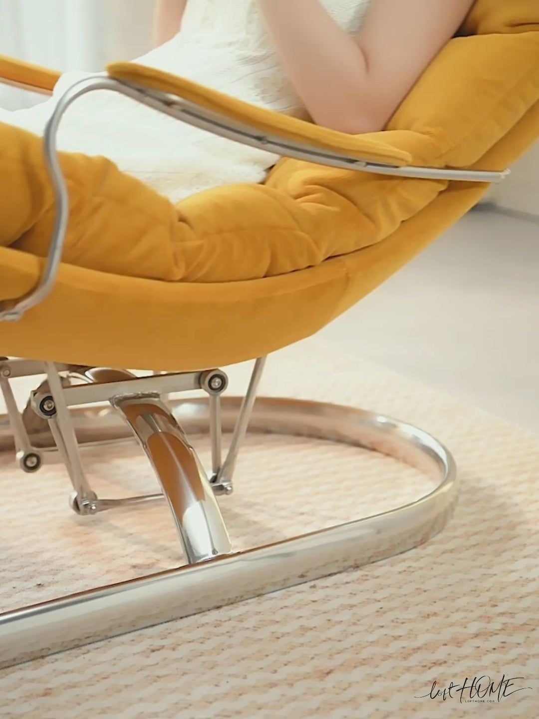 Scandinavian fabric rocking chair snail in details.