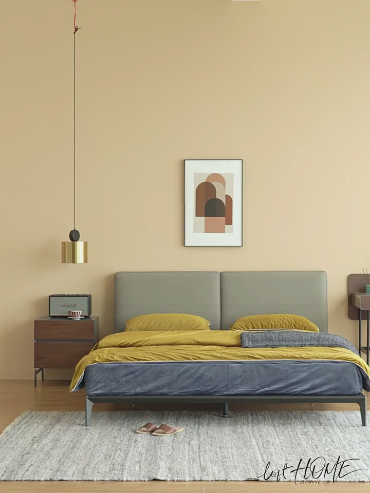 Minimalist Genuine Leather Bed ARMELLE