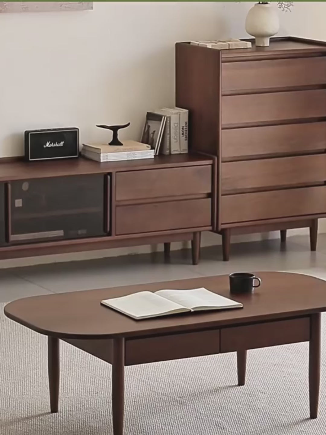 Vintage Walnut Wood Coffee Table VISTA