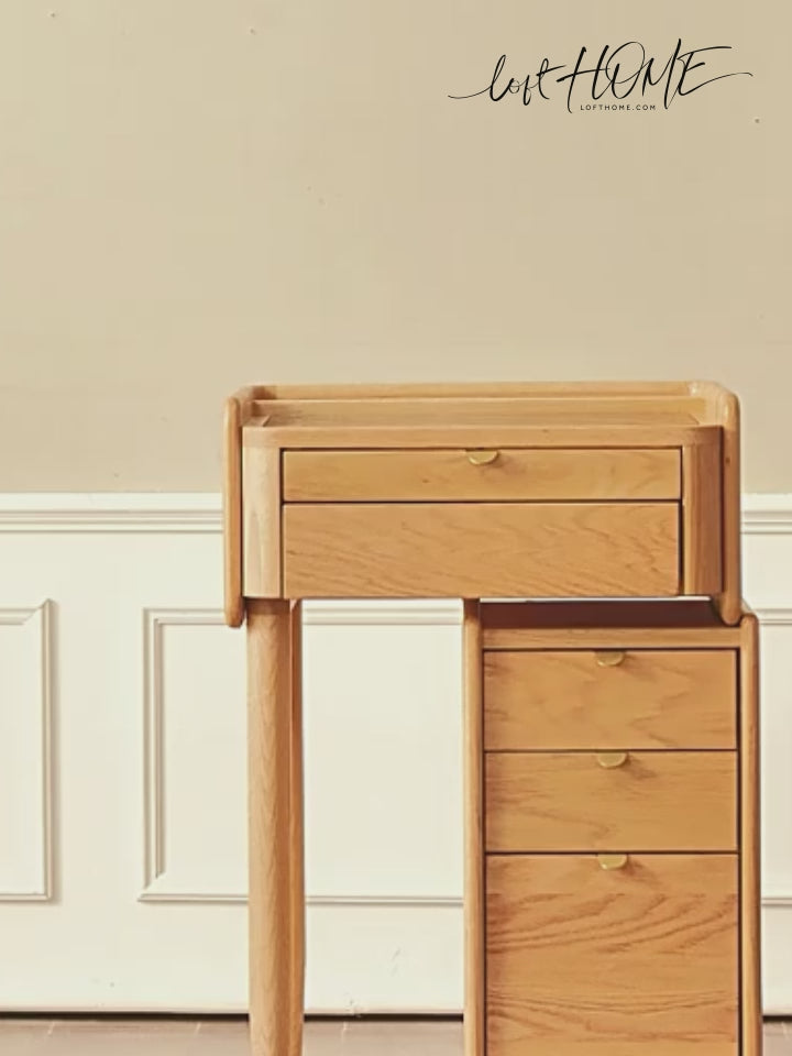 Scandinavian Oak Wood Dressing Table With Chest Of Drawers PURE