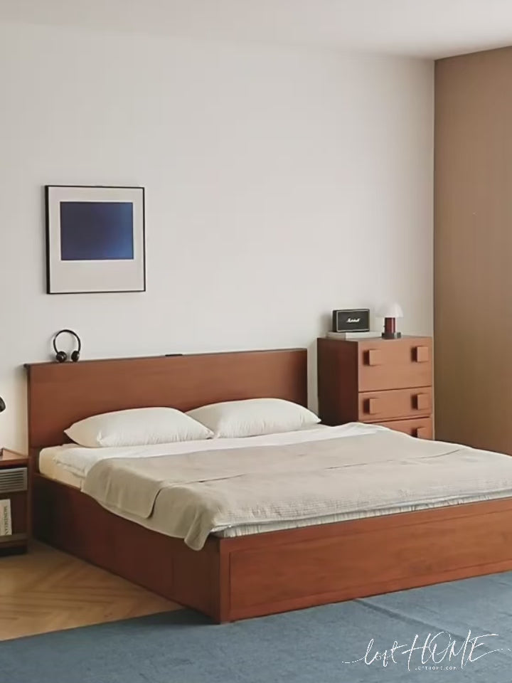 Vintage Boxwood Lift-Up Storage Bed With Drawer KANGAROO