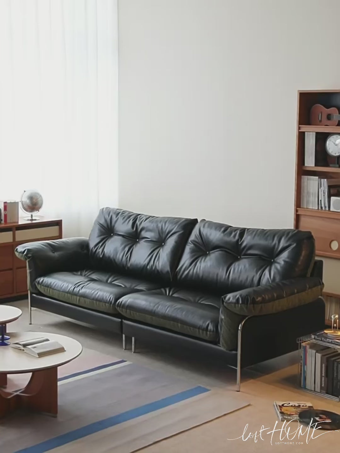 Vintage microfiber leather and fabric 4 seater sofa oasis color swatches.