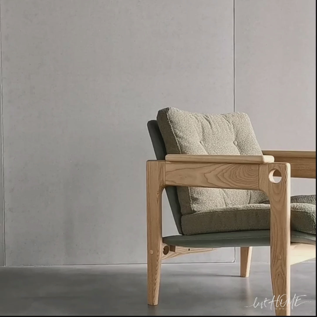 Japandi boucle fabric 1 seater sofa renata in real life style.
