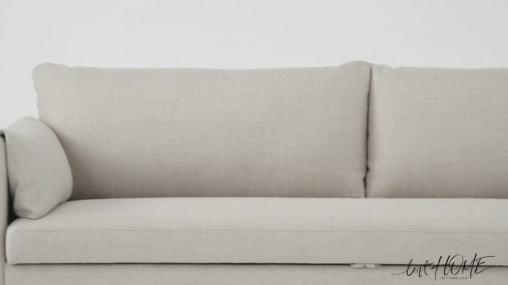 Modern boucle sofa bed hitomi whitewash material variants.
