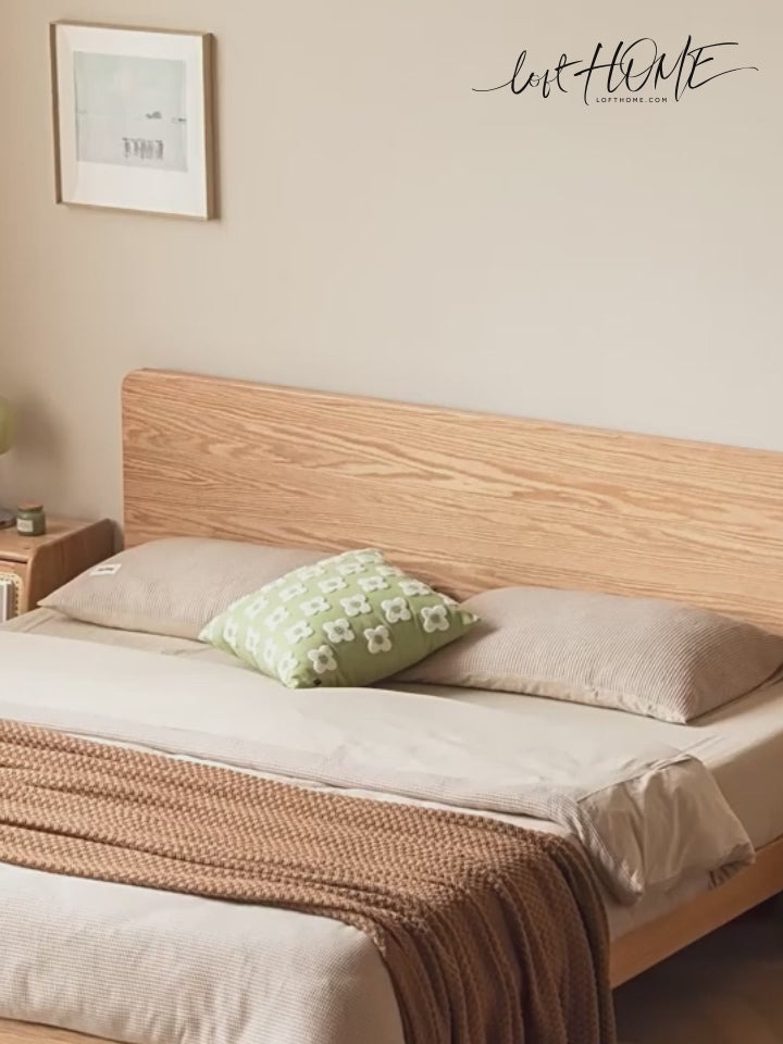 Scandinavian Oak Wood Floating Bed DRIFT