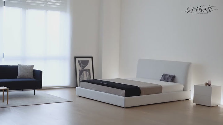 Minimalist fabric bed lines in real life style.