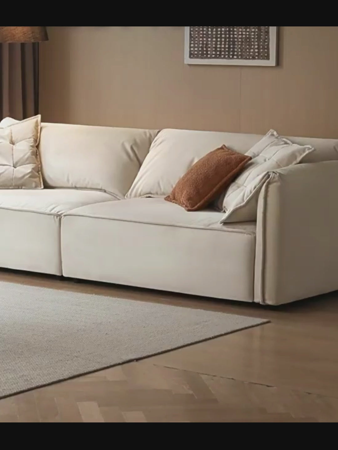 Modern Suede Fabric Sectional 3 Seater Sofa LOOMA