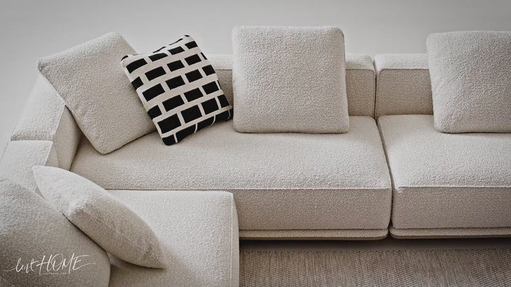 Scandinavian Mixed Weave Fabric Modular Corner 2 Seater Sofa ELEGANZA