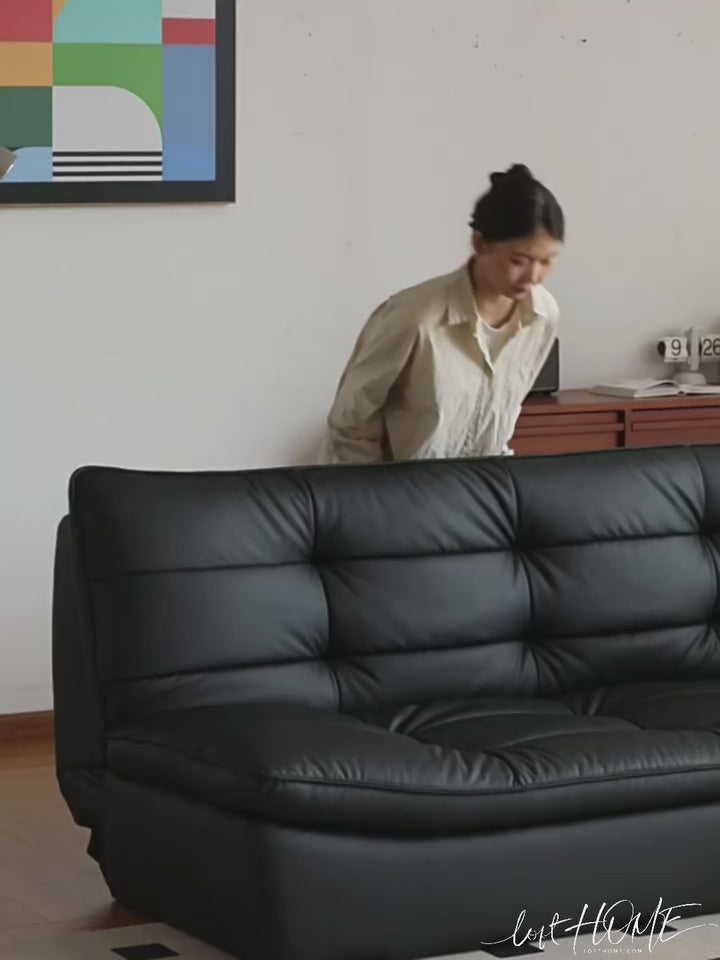 Vintage Genuine Leather 3 Seater Sofa Bed LIE FLAT