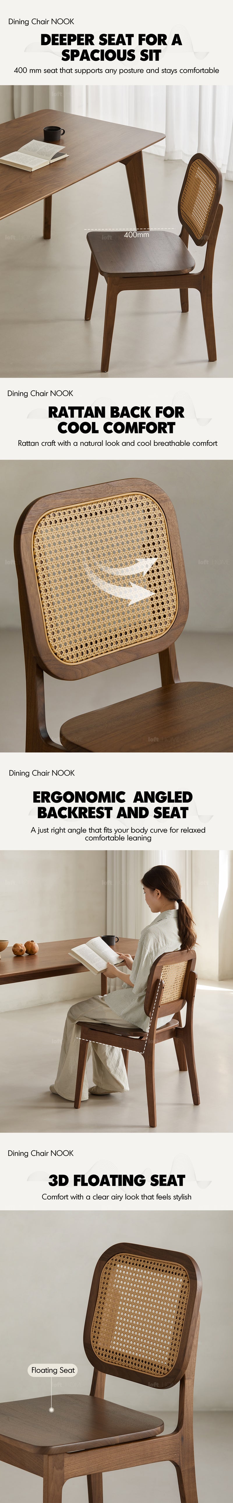 Japandi Walnut Wood Rattan Dining Chair NOOK Good to Know - 2
