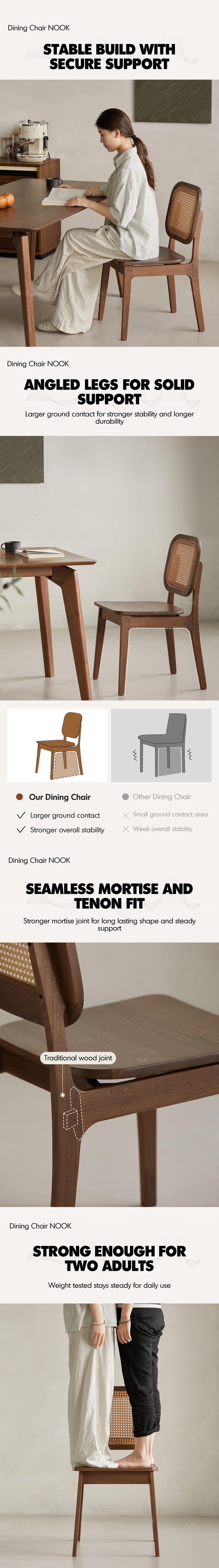 Japandi Walnut Wood Rattan Dining Chair NOOK Good to Know - 3