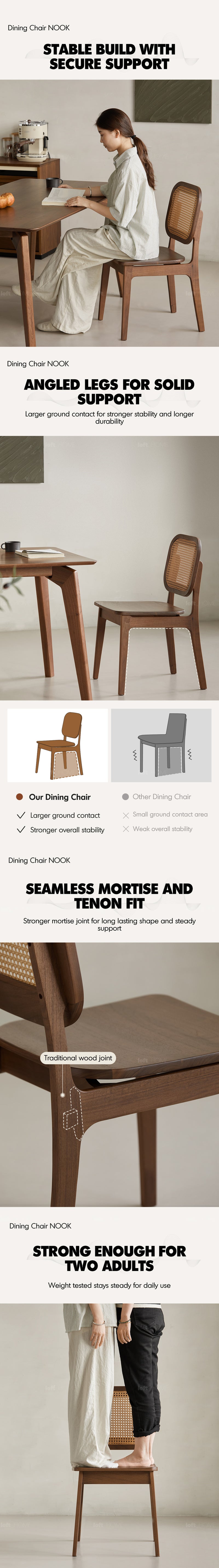 Japandi Walnut Wood Rattan Dining Chair NOOK Good to Know - 3