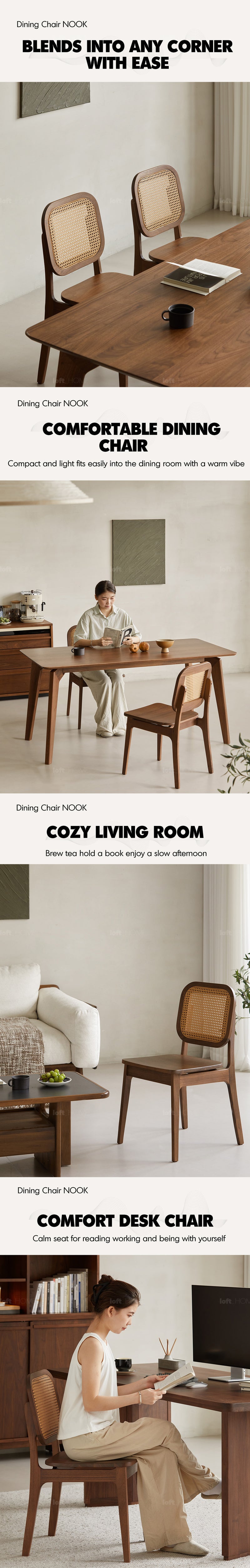 Japandi Walnut Wood Rattan Dining Chair NOOK Good to Know - 4